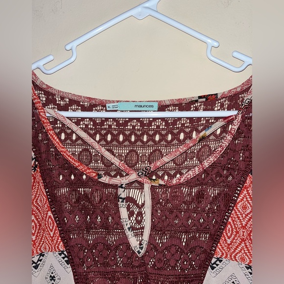 Maurice’s Orange Lightweight Long Sleeve Mesh Blouse, Size XL Women's - Picture 2 of 3